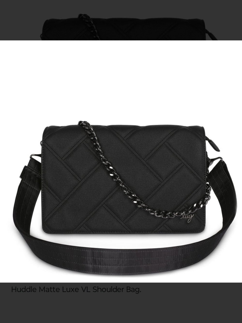 Lug Huddle Matte Luxe VL Shoulder Crossbody Bag Black NWOT **No Chain Strap**